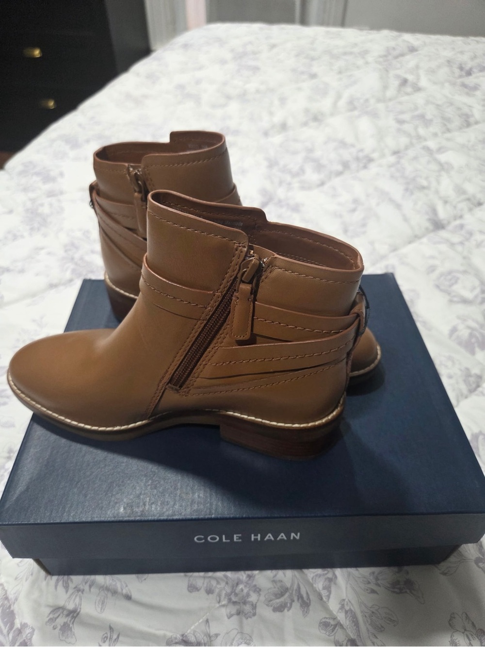 Cole Haan Cognac Leather Ankle Booties